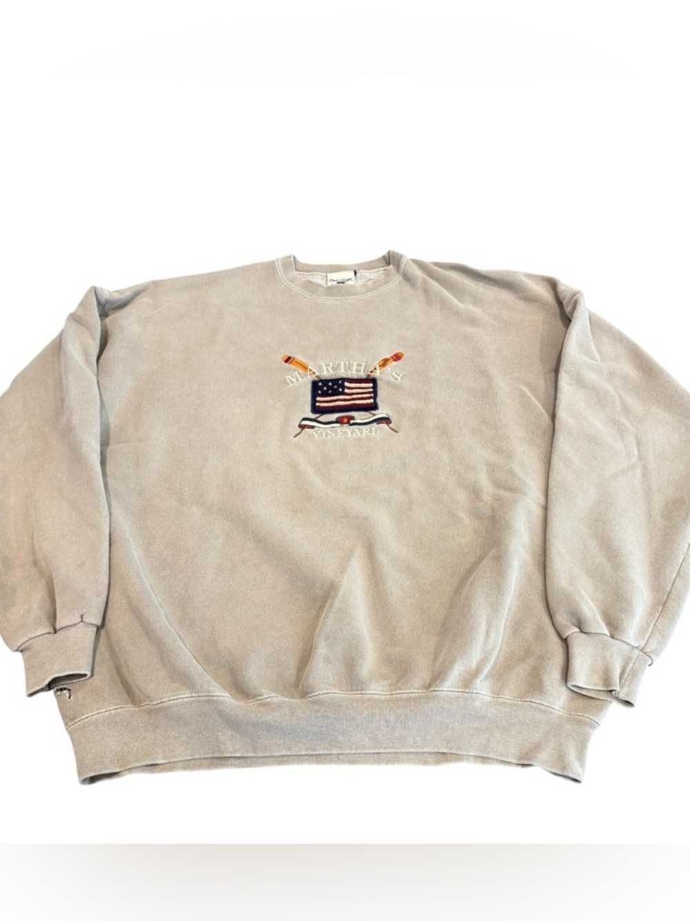 Martha’s Vineyard vintage crewneck sweatshirt XL tan 90s USA READ